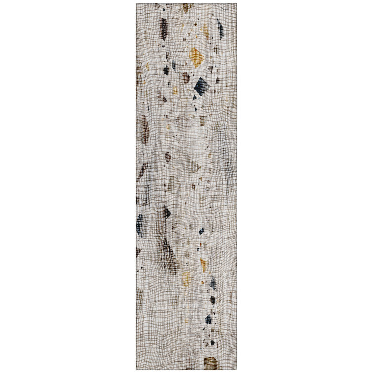 Machine Washable Indoor/Outdoor Xhevrie Linen Rug