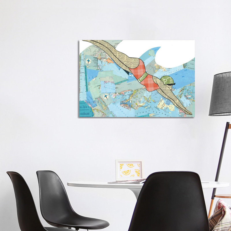 «Swimmer» par Paper Cutz - impression sur toile tendue, H 26 po x l 40 po x 1,5 po