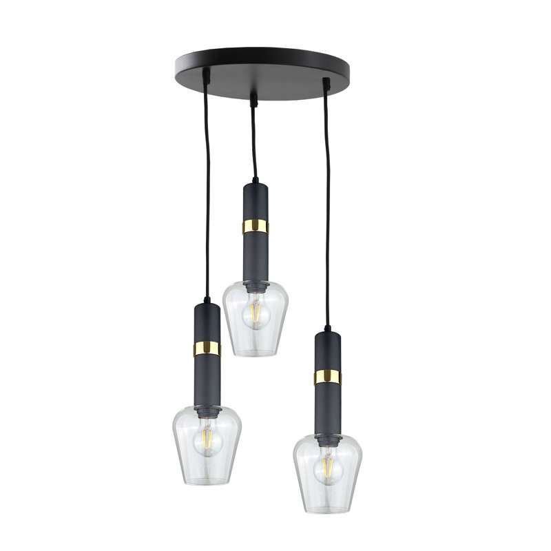 Bissonet 3 - Light Cluster Pendant, Black/Gold