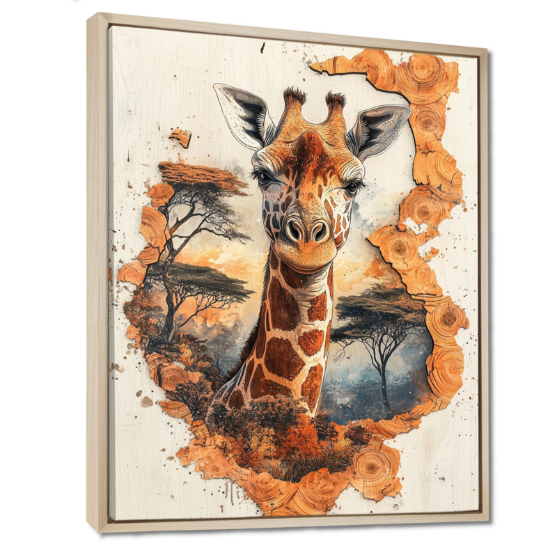Gerafe girafe doux géant d'Afrique - impressions sur toile girafe, H 32 po x l 24 po, Impression encadrée sans passe-partout