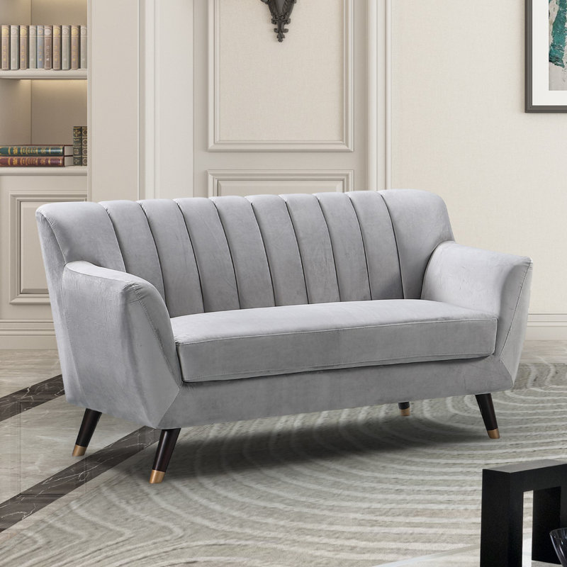 Zebediah 2 Seater Velvet Sofa, Grey