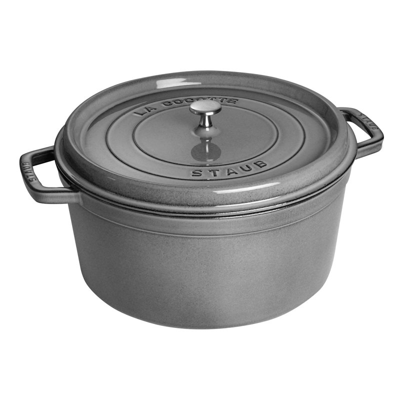 La Cocotte Cast Iron Round Cocotte, Black Matte, 6 quarts