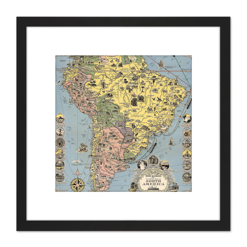 1942 Ernest Dudley Chase Pictorial Map South America - Single Picture Frame Painting