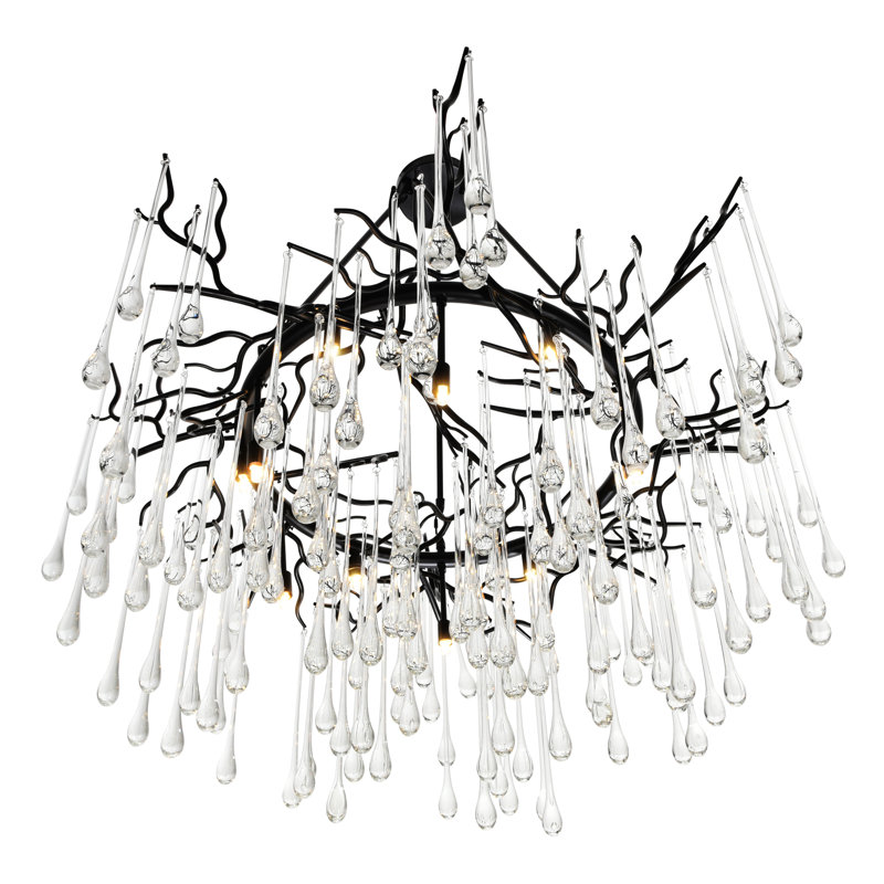 Cylvia Modern Statement 43" Black Chandelier for Dining Room Living Room Kitchen Foyer Bedroom Entryway, 12-Light with G9 Bulb Base