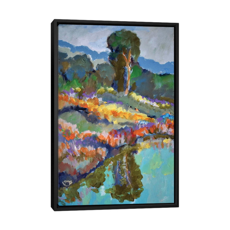 « country pond », impression sur toile, H 26 po x l 18 po x P 1,5 po, Toile avec cadre noir