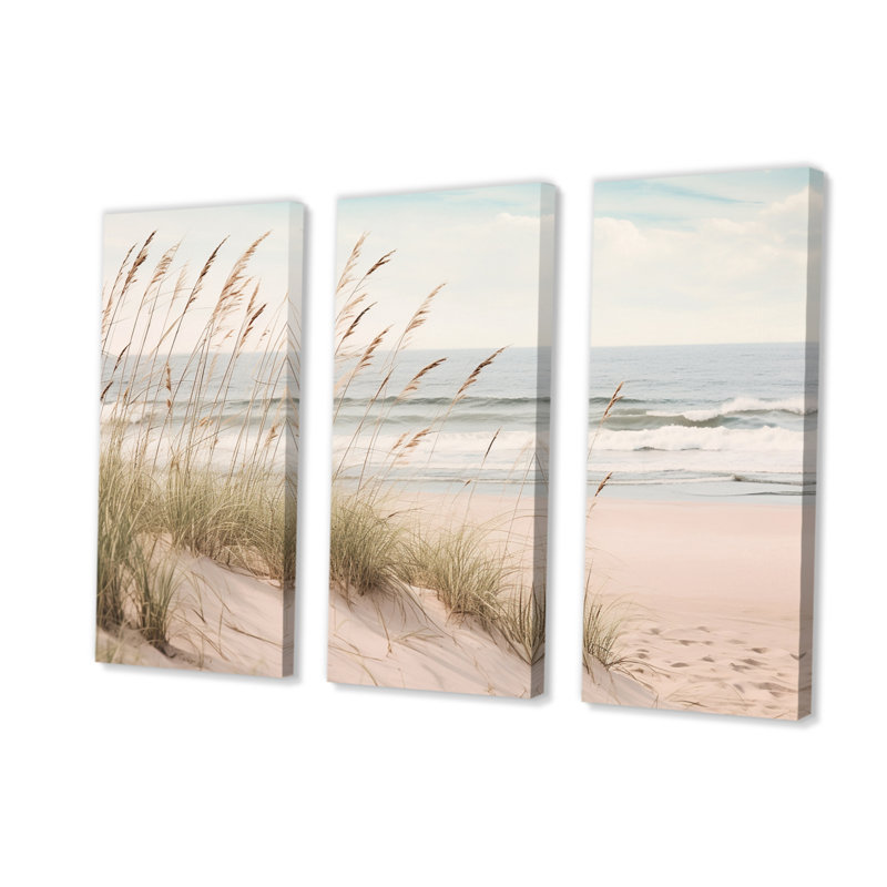 «Ocean Spring Bliss Tender Pastel Beach Grass II», ensemble de reproduction sur toile de plage, H 40 po x l 60 po x P 1 po