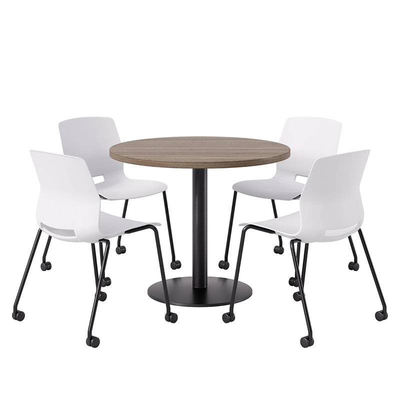 Ensemble repas pour quatre personnes, Teck studio, Blanc / noir, H 41 po x L 36 po x l 36 po