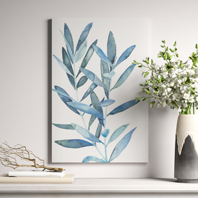 Indigo Leaves III by Megan Meagher - Wrapped Canvas Painting
