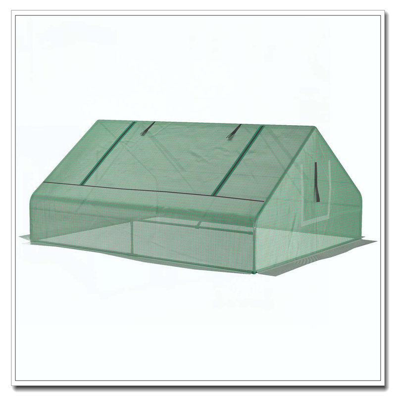 Outsunny 71" x 55" x 32" Mini Tunnel Greenhouse, Garden Planting Shed, Outdoor Flower Planter Warm House with Zipper Windows and Door, Green