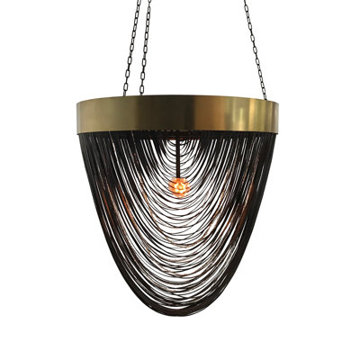 Brass & Leather Fringe Chandelier