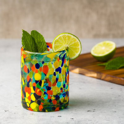 Ensemble de 6 verres mexicains soufflés à la main Carnaval DOF