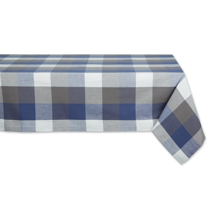 Betzabeth Checkered 100% Cotton Tablecloth, French Blue, 62" L x 104" W