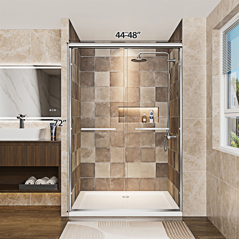 Double porte de douche coulissante, Chrome chrome