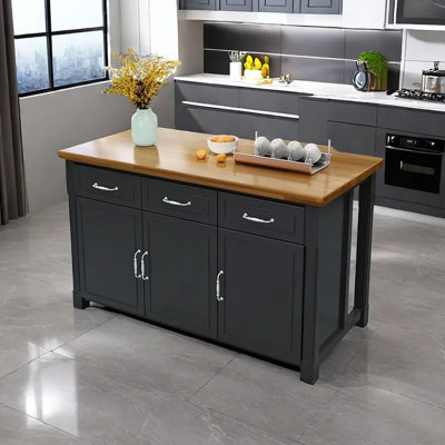 62.99" Solid Wood Kitchen Island