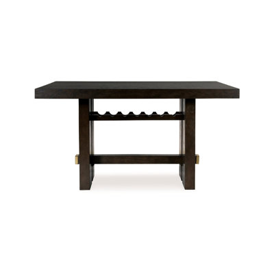 Haus Counter Height Table, 66 Inch Rectangular Top, Dark Brown Wood