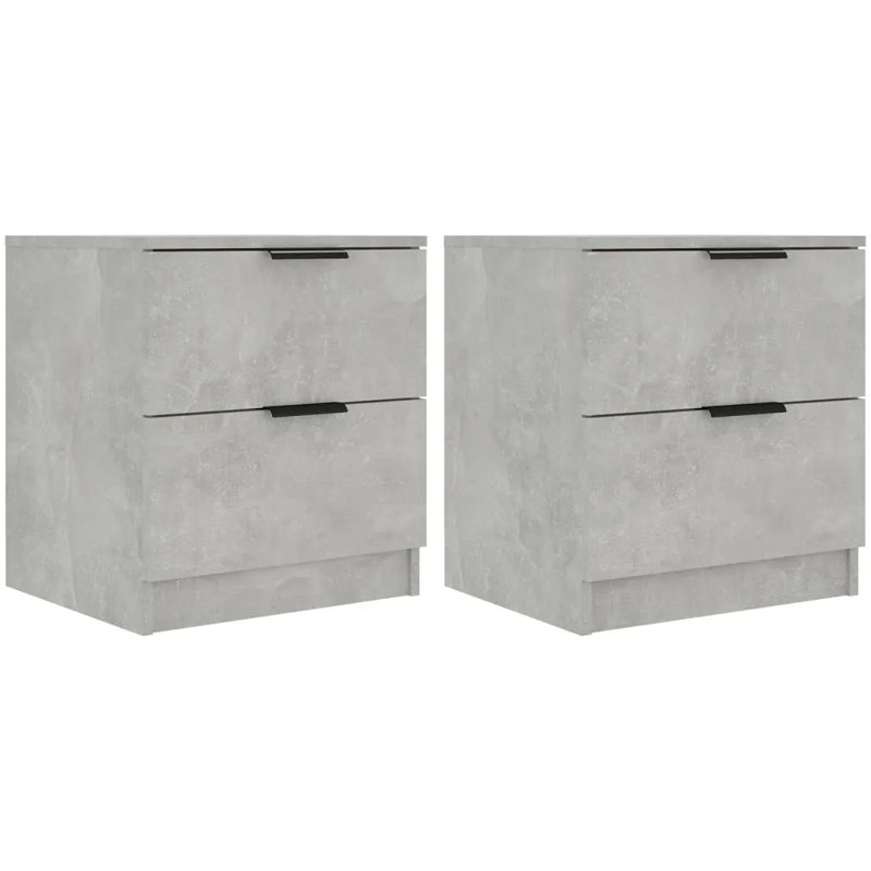 Jaicen 45cm W Manufactured Wood Bedside Table, Concrete Grey
