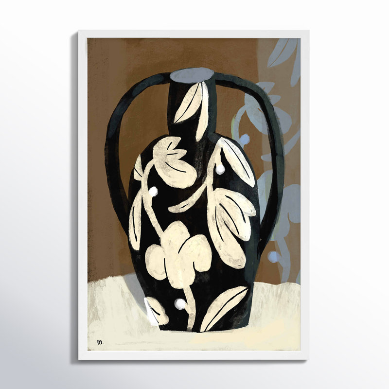 Black Vase Print by Marco Marella For Studio M, White Framed Paper, 30" H x 21" W x 1.25" D