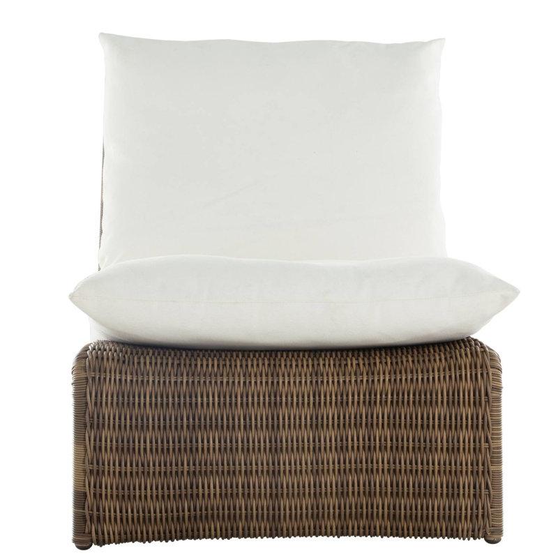 Como 30" W Patio Chair with Cushions, No Welt, Raffia, Linen Snow