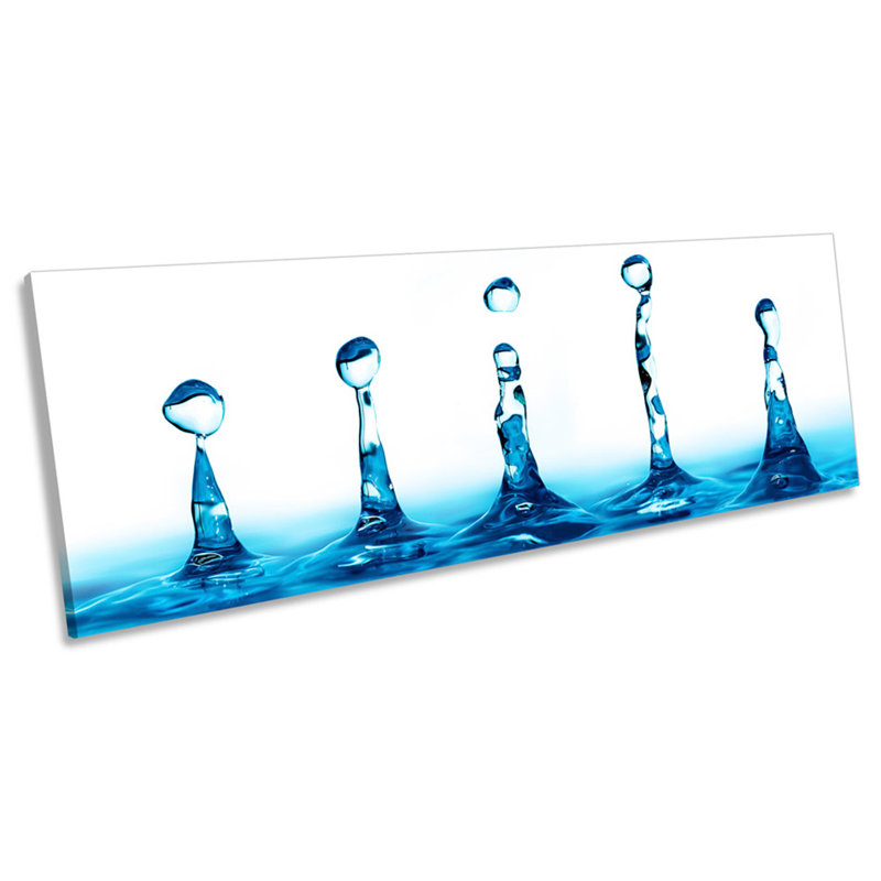 Modern Water Drops Abstract - Wrapped Canvas Panoramic Print, 30.48cm H x 91.44cm W x 2cm D