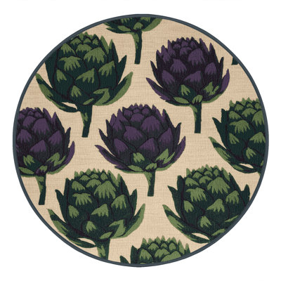Washable Artichoke Flowers Vegetables Area Rug