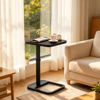 Table télé avec plateau à verrou et panneau rabattable, table d'appoint à hauteur réglable pour canapé, canapé, lit ou petits espaces, verrouillage automatique
