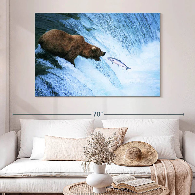 Brampt Bear Catching Salmon, 34" H x 51" W