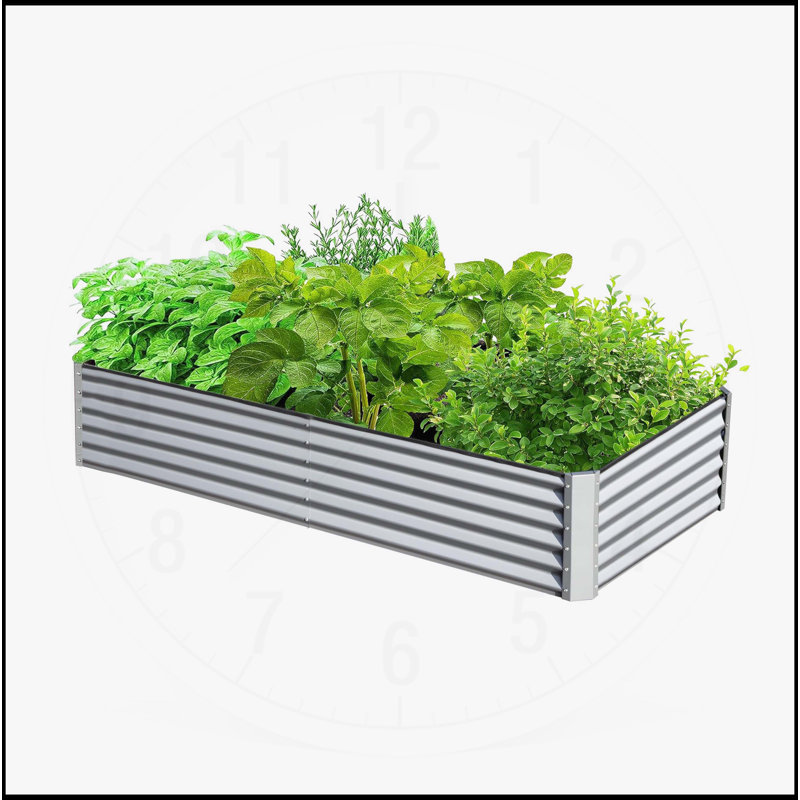 Galvanized Raised Garden Bed, 17.72" H x 70.87" W x 35.43" D, Silve