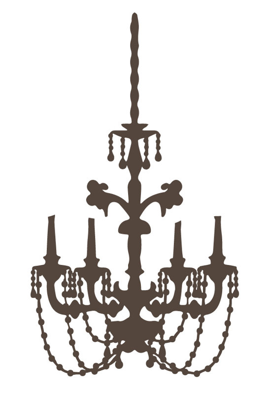 Décalcomanie murale lustre baroque, H 48 po x l 27 po x P 0,01 po, Brun