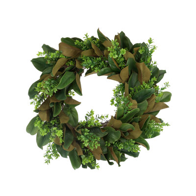 Couronne de 24 po avec feuilles de magnolia et buis