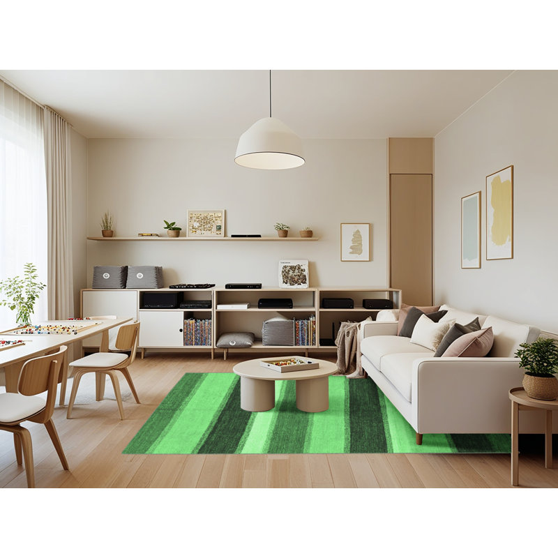 Washable Striped Indoor Rug, Rectangle 7' x 9'