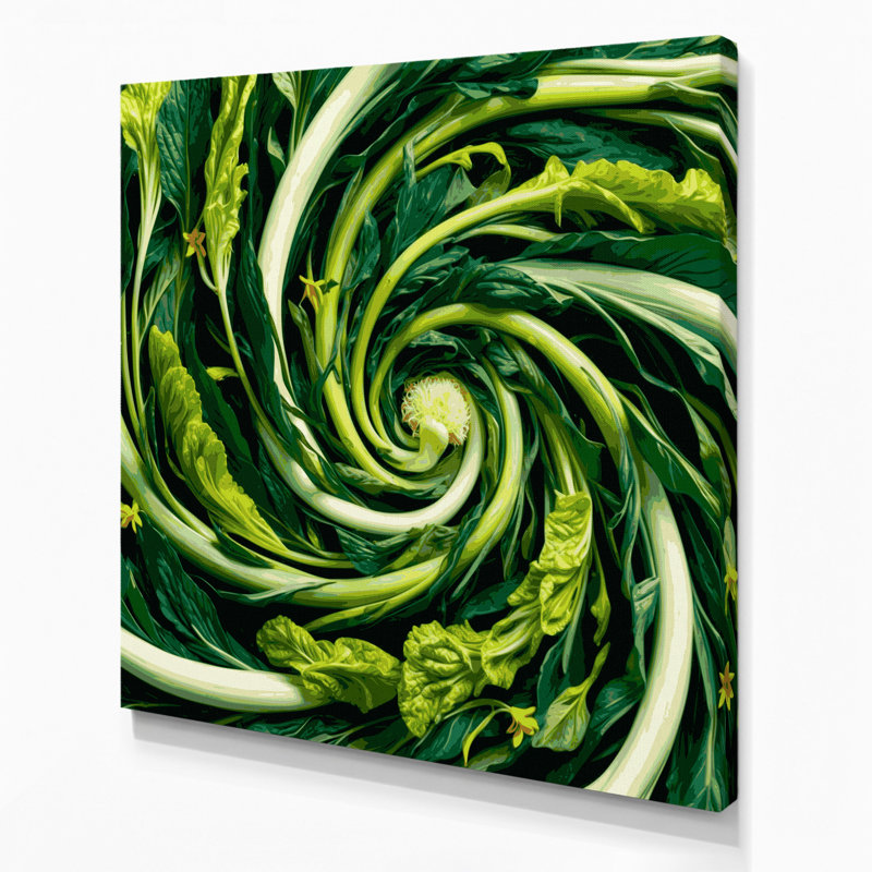 Art mural sur toile vert légumes Choy Sum, H 12 po x l 12 po