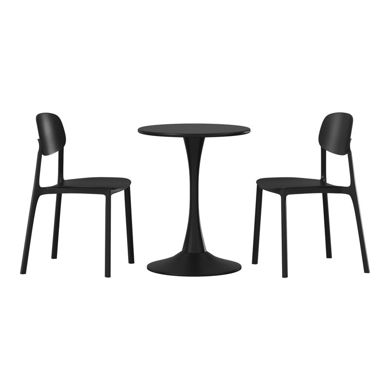 Ensemble repas d'extérieur rond, Noir