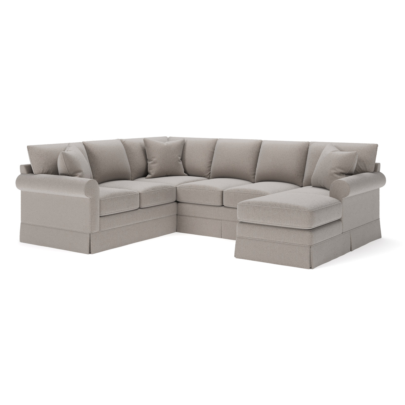 Friedman Upholstered Chaise U-Sectional, Right Hand Facing, Apollo Pebble Boucle