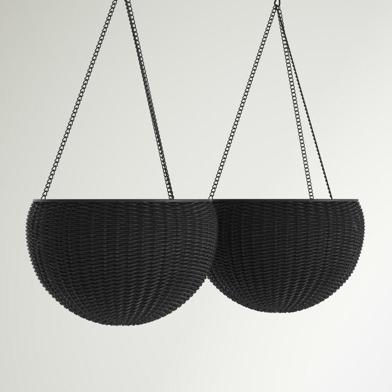 Ensemble de 2 pots à fleurs suspendus en résine, Anthracite