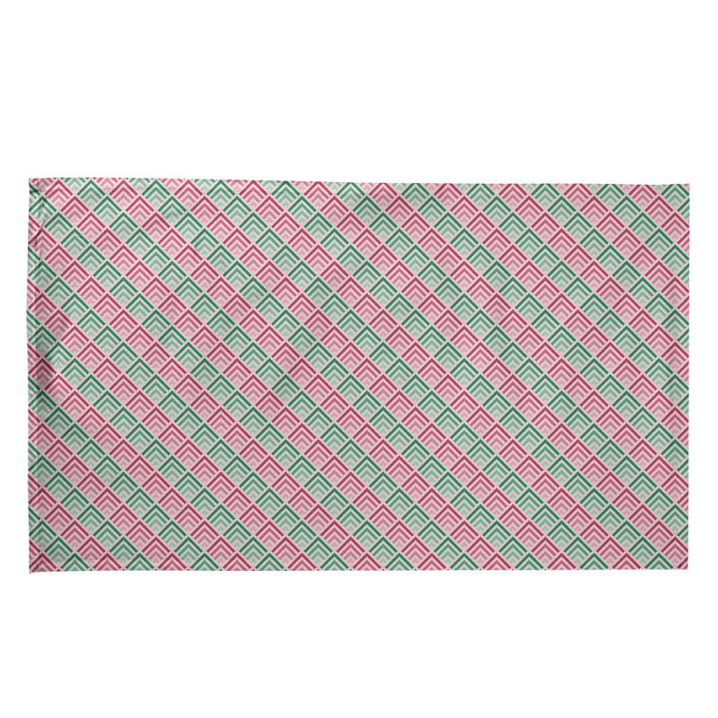 Torchon à motif géométrique à rayures, Rose / persan, Polyester sergé