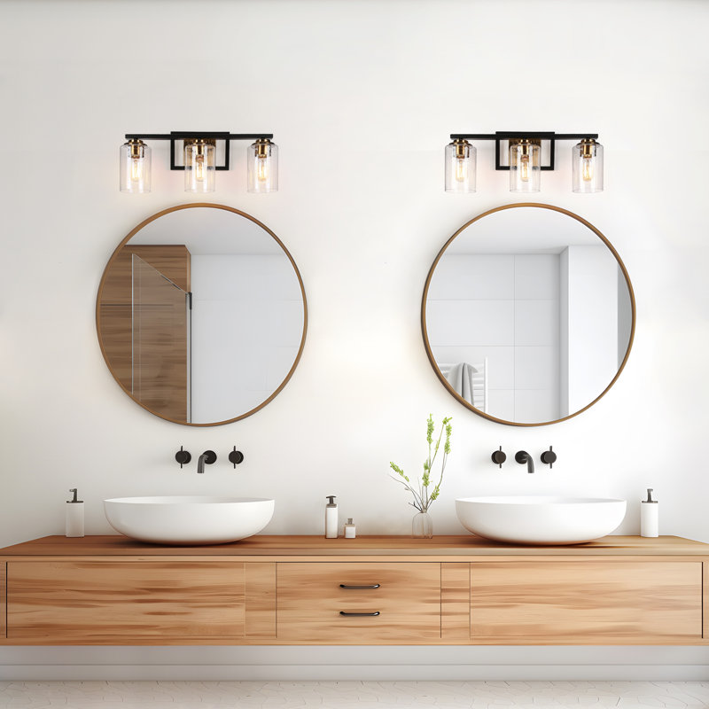 Nayomee Dimmable Vanity Light with Seeded Glass, 3
