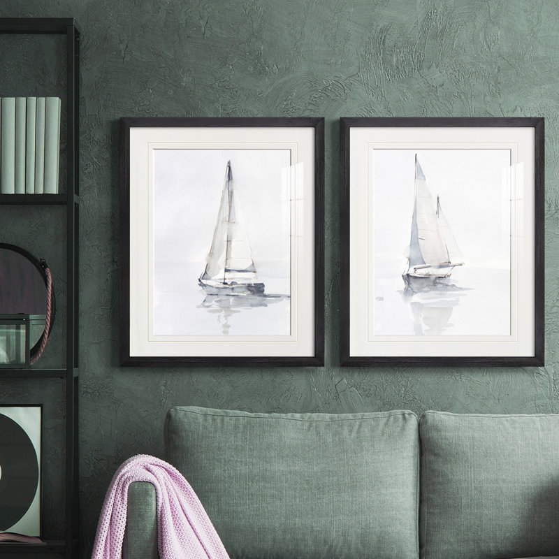 Misty Harbor I, reproduction encadrée de qualité supérieure - prête à être accrochée