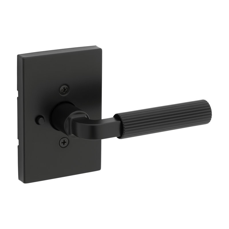 Mirada Reeded Bed/Bath Lever w/ Rectangular Rose, Matte Black