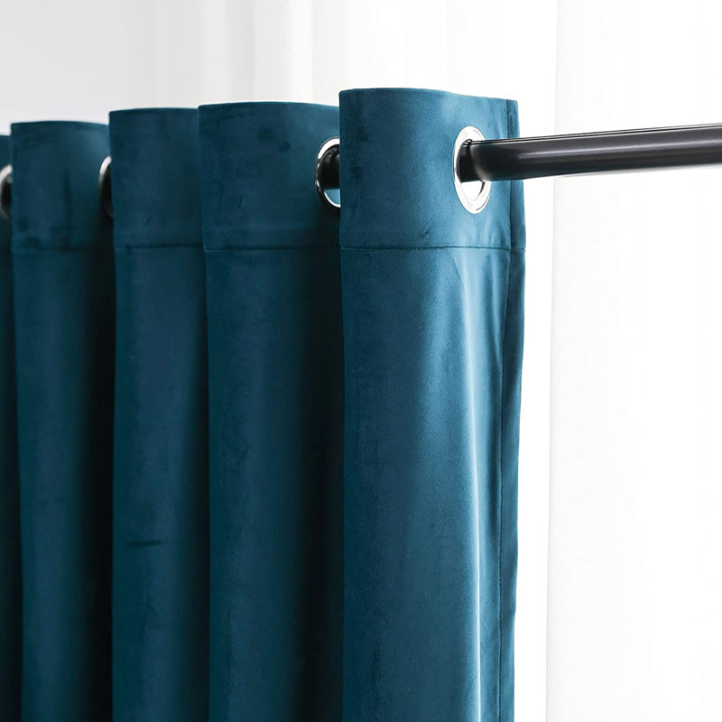 Paire de rideaux occultant et isolant de couleur unie avec œillets, Bleu sarcelle, L 52 po x L 95 po