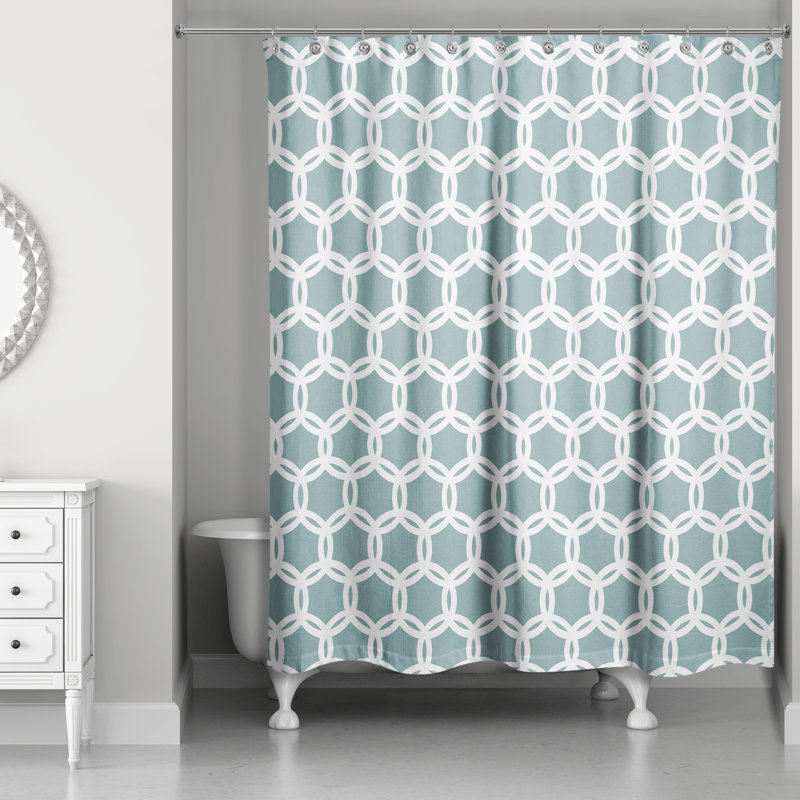 Alondria Geometric Shower Curtain, Teal