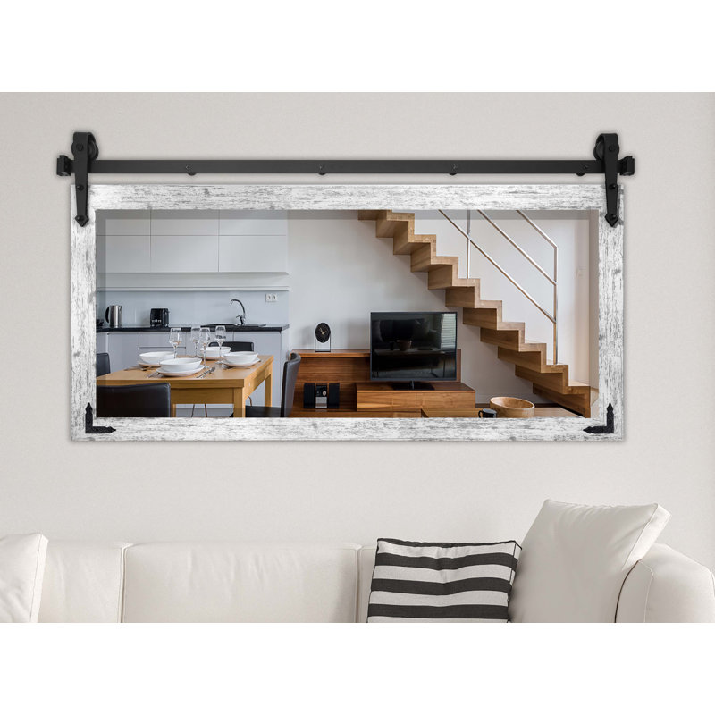 Neace Flat Mirror, 30.5" H x 71" W, Weathered White