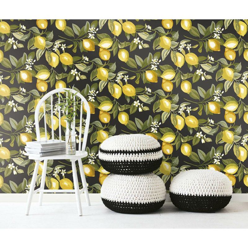 Rouleau de papier peint, Jaune / noir