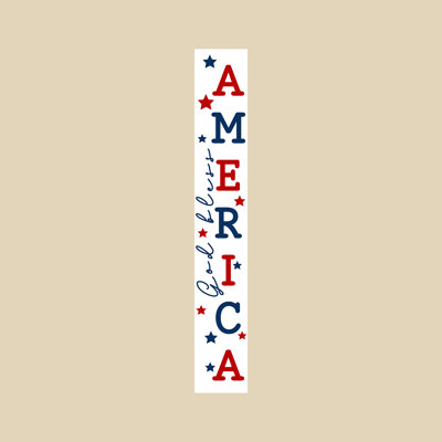 God Bless America White Porch leaner,  47" x 7.25"