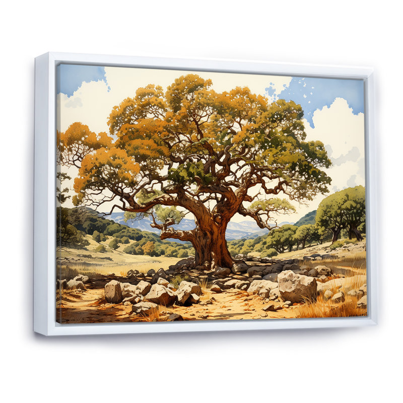 «Tree Oaks Simplicity» sur impression sur toile, H 34 po x l 44 po x P 1,5 po, Cadre flottant blanc