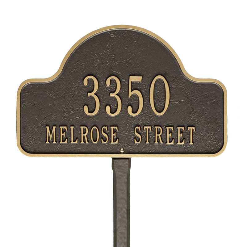 Plaque d'adresse pour pelouse à 2 lignes Lexy, Oui, Bronze/Doré