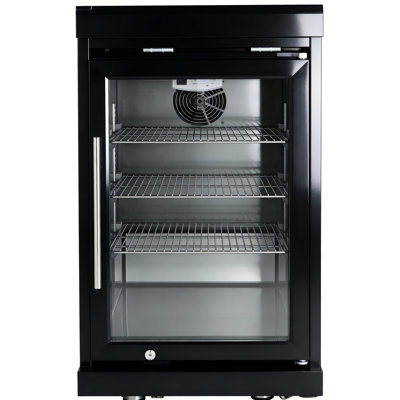 Outdoor Kitchen Island Black Fridge Cabinet With All - Weather Stainless Steel, Cold Lock Technology, And Integrated Drainage Single Door Refrigerator Feature,