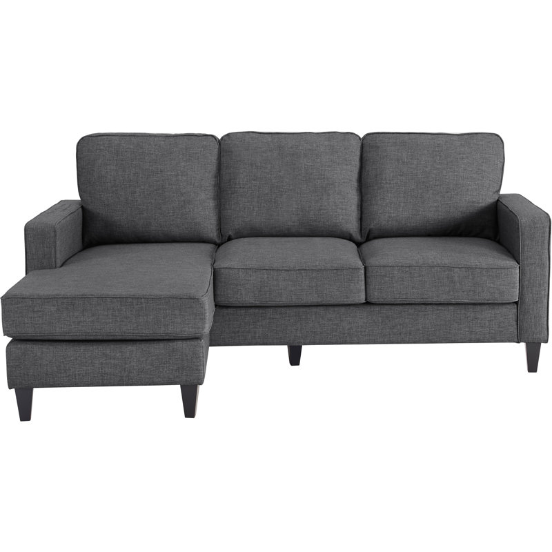 Canapé modulaire réversible avec méridienne Serta Harmon, Gris foncé, Accoudoirs carrés