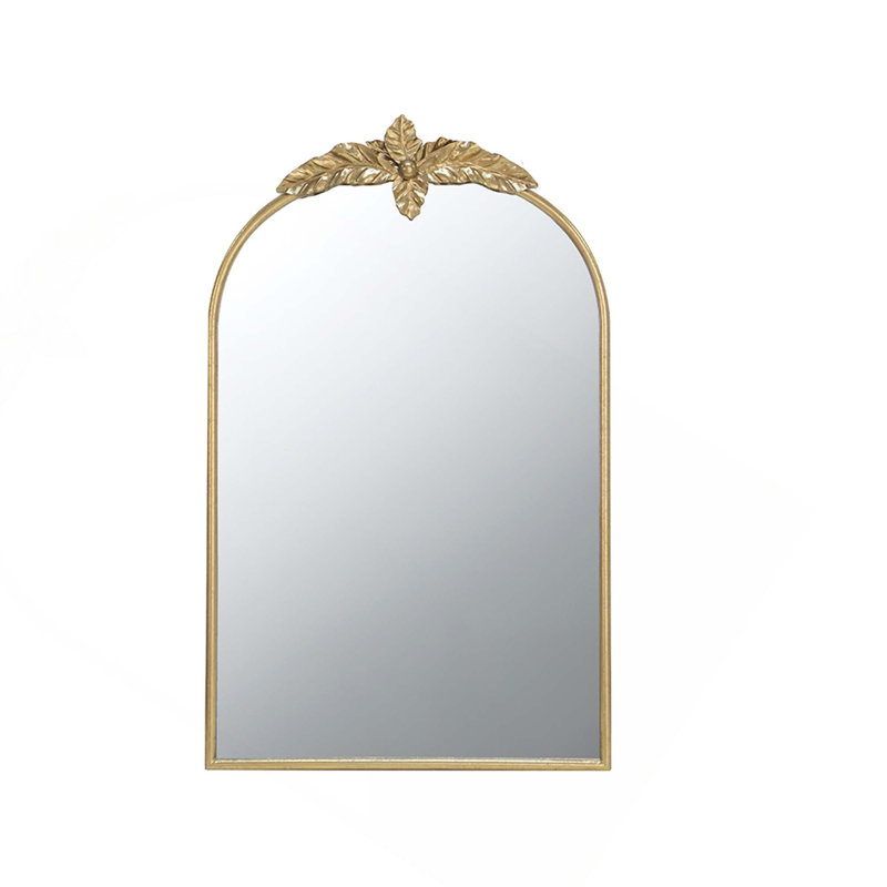 Arched Wall Mirror With Gold Metal Frame, Wall Mirror For Living Room Bedroom Hallway, 36" x 24"