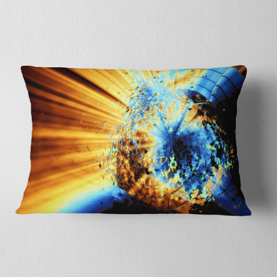 Fractal 3D Blue Brown Burst - Abstract Printed Throw Pillow