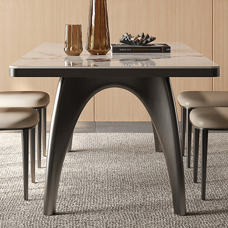 Minimal rectangular rock plate dining table, 29.52 x 70.86"L x 35.43"W